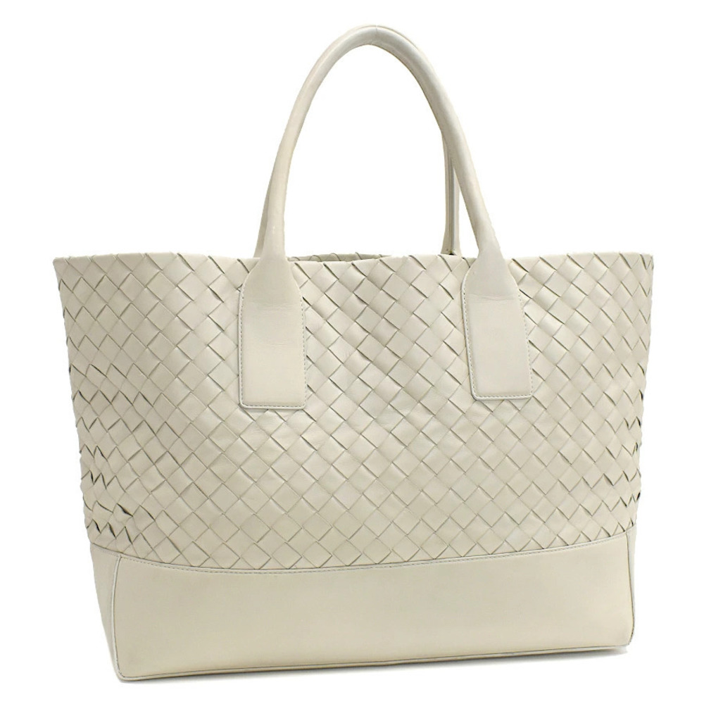 Bottega Veneta Shoulder Tote Bag Intrecciato Leather Off White